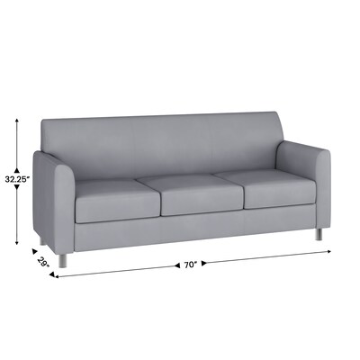 Flash Furniture Hercules Diplomat LeatherSoft Sofa, Gray/Chrome Legs (BT8273GYCHR)
