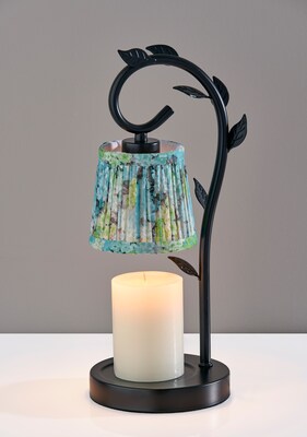 Simplee Adesso Ivy Candlewarmer 14.75" Halogen Table Lamp, Black/Blue Floral (SL1193-07)