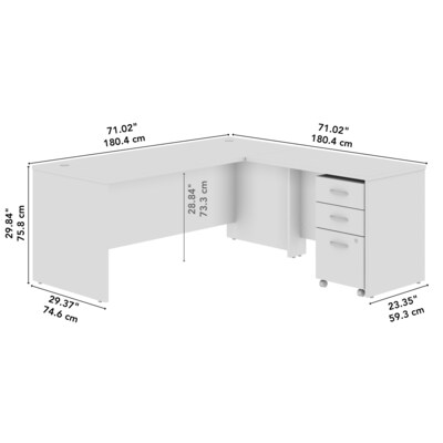 Bush Business Furniture Westfield 72"W L Shaped Desk with 42W Return and Mobile File Cabinet, Mocha Cherry (SRC166MRSU)