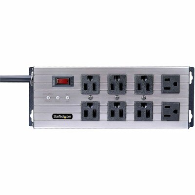 Startech 8-Outlet Surge Protector, 12' Cord, Space Gray (8N515S12-POWER-STRIP)