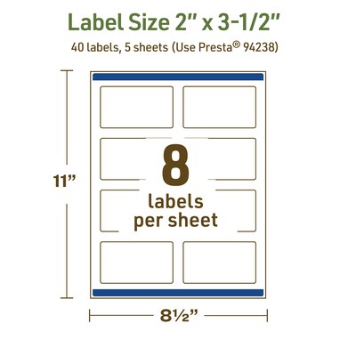 Avery Dissolvable Rectangle Multipurpose Labels, 2" x 3.5", Off-white, 40/Pack (94238)