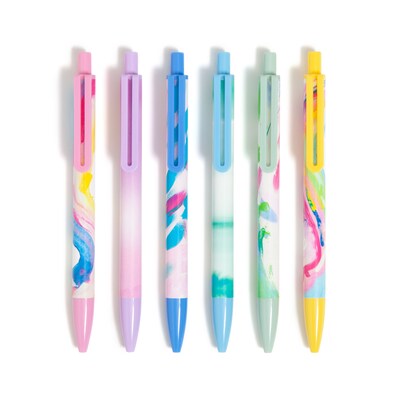U Brands Laguna Retractable Pens Pen, Bold Point, 1.0mm, Black Ink, 6/Pack (7316U06-48)