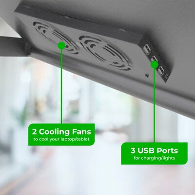 Uncaged Ergonomics WorkEZ Executive with 2 Cooling Fans + 3 USB Ports, Silver (WEEFHs)
