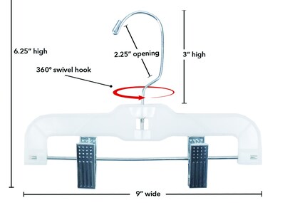 Nahanco 9 Plastic Hi-Impact Super Heavy Weight Hanger, White, 100/Pack (1610RCLH)