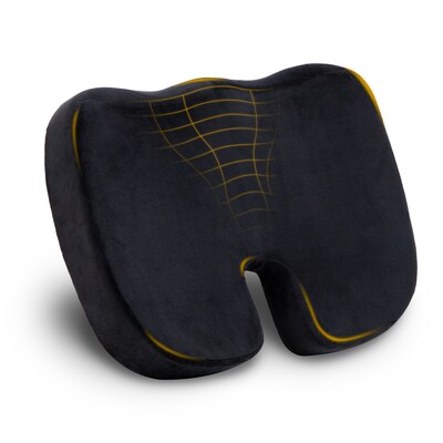 Mind Reader Memory Foam Office Chair Ergonomic Orthopedic Cushion, Black (SEACUSH-BLK)