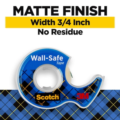 Scotch Wall-Safe Transparent Clear Tape Refill, 0.75 x 16.67 yds., 1 Core, 2 Rolls/Pack (183-DM2)
