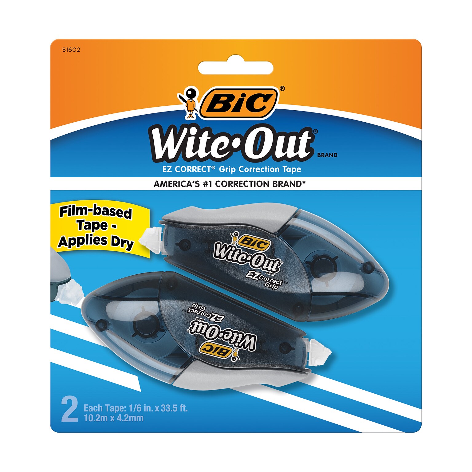 BIC Wite-Out EZ Grip Correction Tape, White, 2/Pack (WOECGP21)