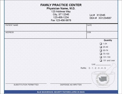 Medical Arts Press® Washington Tamper Resistant Prescription Pads; Standard 2-Part