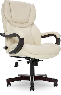 Serta Big and Tall Ergonomic Bonded Leather Swivel Executive Chair, Ivory (43506B)