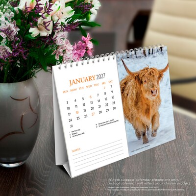 2027 BrownTrout Highland Cows 7.5" x 6" Monthly Wall Calendar, Assorted Colors (9798330716272)