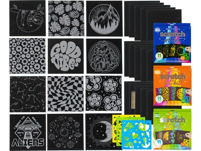 Art 101 Crafts Scratch Art Kits, 3/Pack (90041MB)