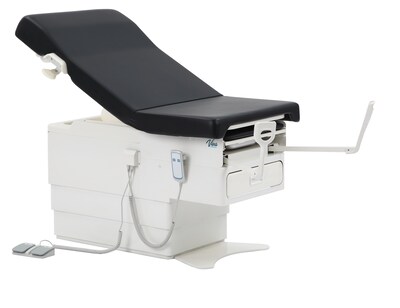 Viva Comfort Pointe Power Adjustable Exam Table with Stirrups, 450 lbs. Capacity, Black (ADI996-10-BLK-MK)