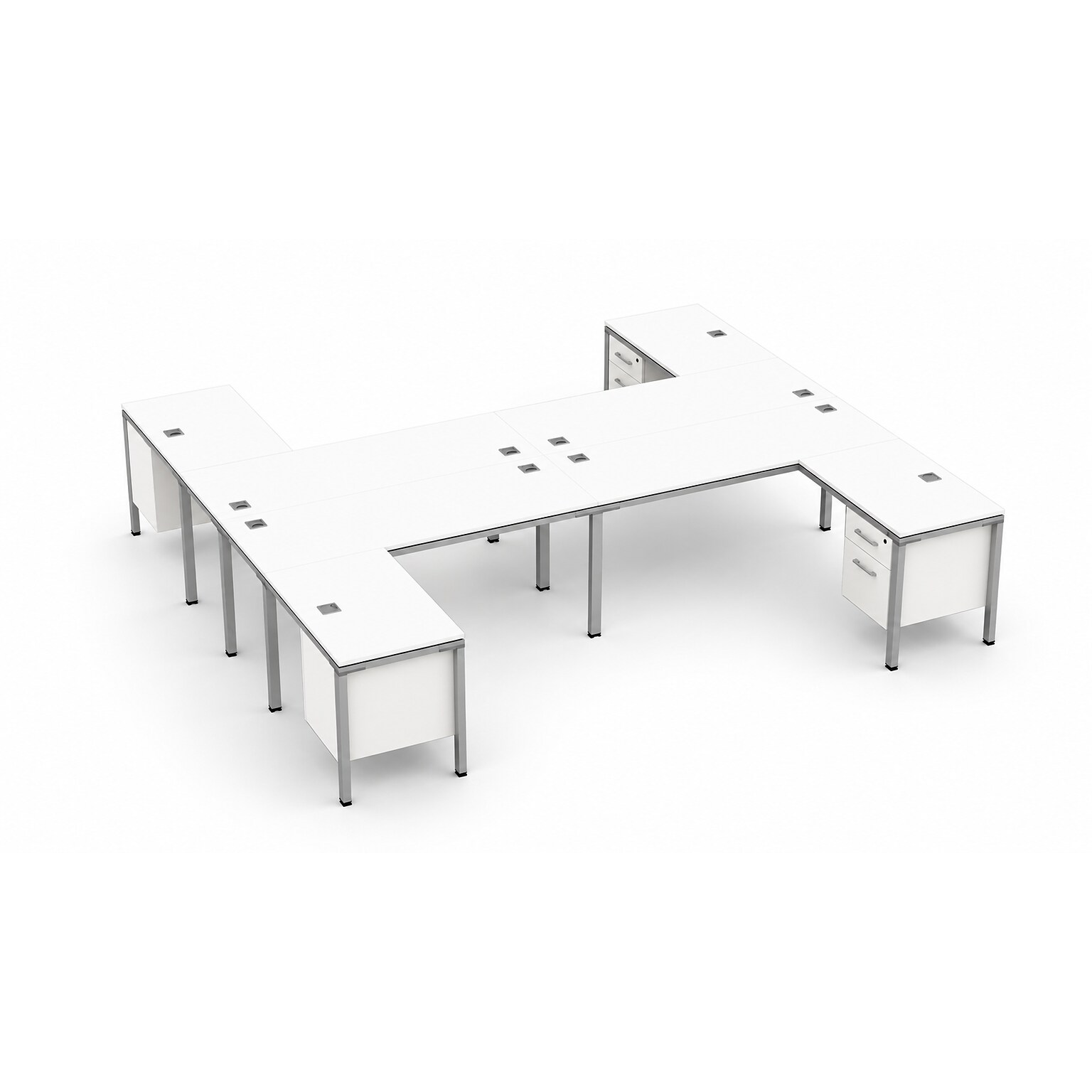 Boss Office Products Simple System 71W L-Shaped Desk, White, 4/Set (SGSD018-203-WT)