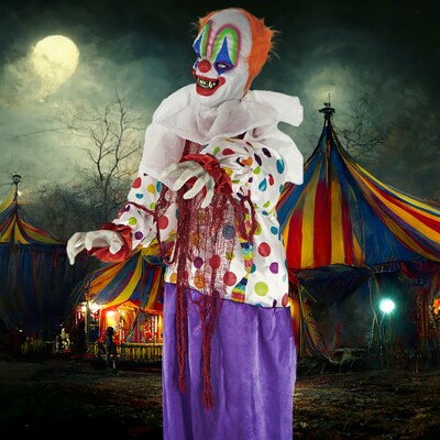Haunted Hill Farm Life-Size Animatronic Talking Clown (HHCLOWN-1FLA)