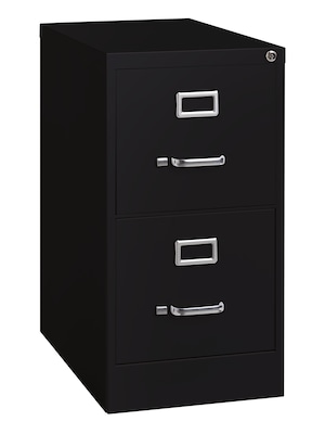 Hirsh Commercial 2-Drawer Vertical File Cabinet, Letter Size, Lockable, 28.375H x 15W x 22D, Black (17785)