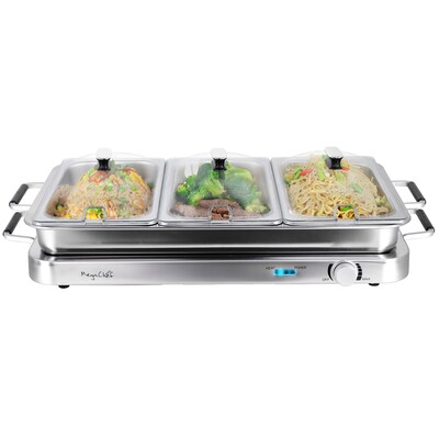 MegaChef 3-in-1 Buffet Server and Warming Tray, Triple 2.63 Quart Trays (937120684M)