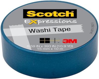 Scotch® Expressions Washi Tape, 0.59 x 10.91 yds., Blue (C314-BLU)