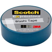 Scotch® Expressions Washi Tape, 0.59 x 10.91 yds., Blue (C314-BLU)