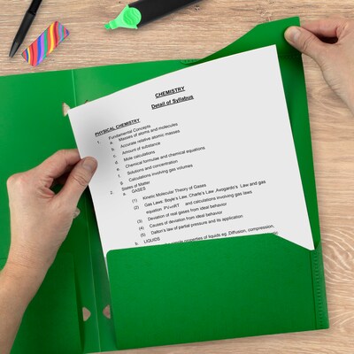 Five Star Stay Put  3-Hole Punched 2 Pocket Plastic Folder, Retro Green (333420E-ECM26)