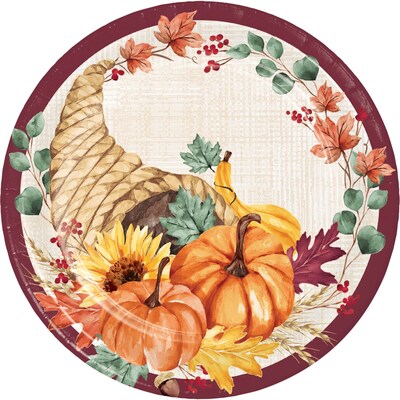 Say Hooray! Fall Feast Paper Plates and Napkins Kit, Multicolored, 48/Pack (DTC9389E2G)