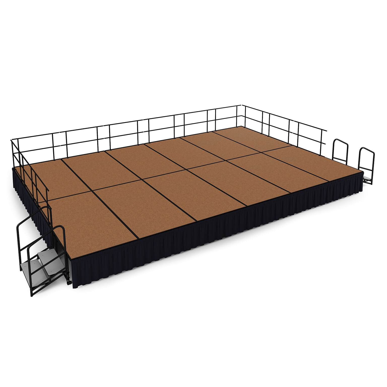 NPS 24 Stage Package, 16 x 24, Shirred Pleat Black Skirting, Hardboard Floor (SG482412HBSS10)