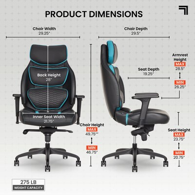 Sharper Image Algrove Comfort-X Ergonomic Swivel Executive Massage Chair, Black/Blue (60117-BLKBLU)