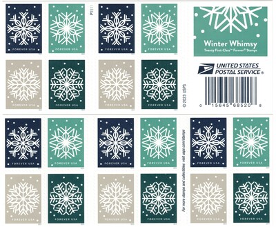 USPS Winter Whimsy Forever 20 Postage Stamps (FOR-WHIMSY-20)