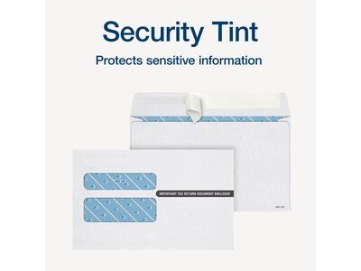 Adams Self-Seal Security-Tinted Double-Window W-2 Tax Envelope, White, 25/Pack (STAX2-24)