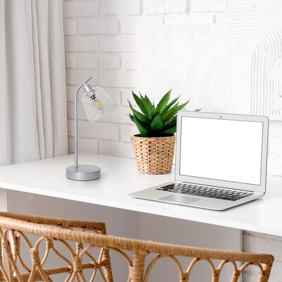 Simple Designs Sleek Essentials LED Desk Lamp, 15.75", Silver (LD1080-SLV)