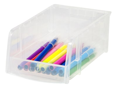 Small Modular Stacking Storage Box Open Lid, Clear (200518)