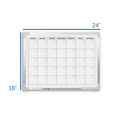 Flipside Magnetic Dry-Erase Calendar Whiteboard, Aluminum Frame, 18" x 24" (17302)