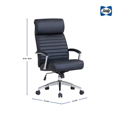 Sealy Posturepedic Newton Chrome Executive Office Chair, Black (59887)