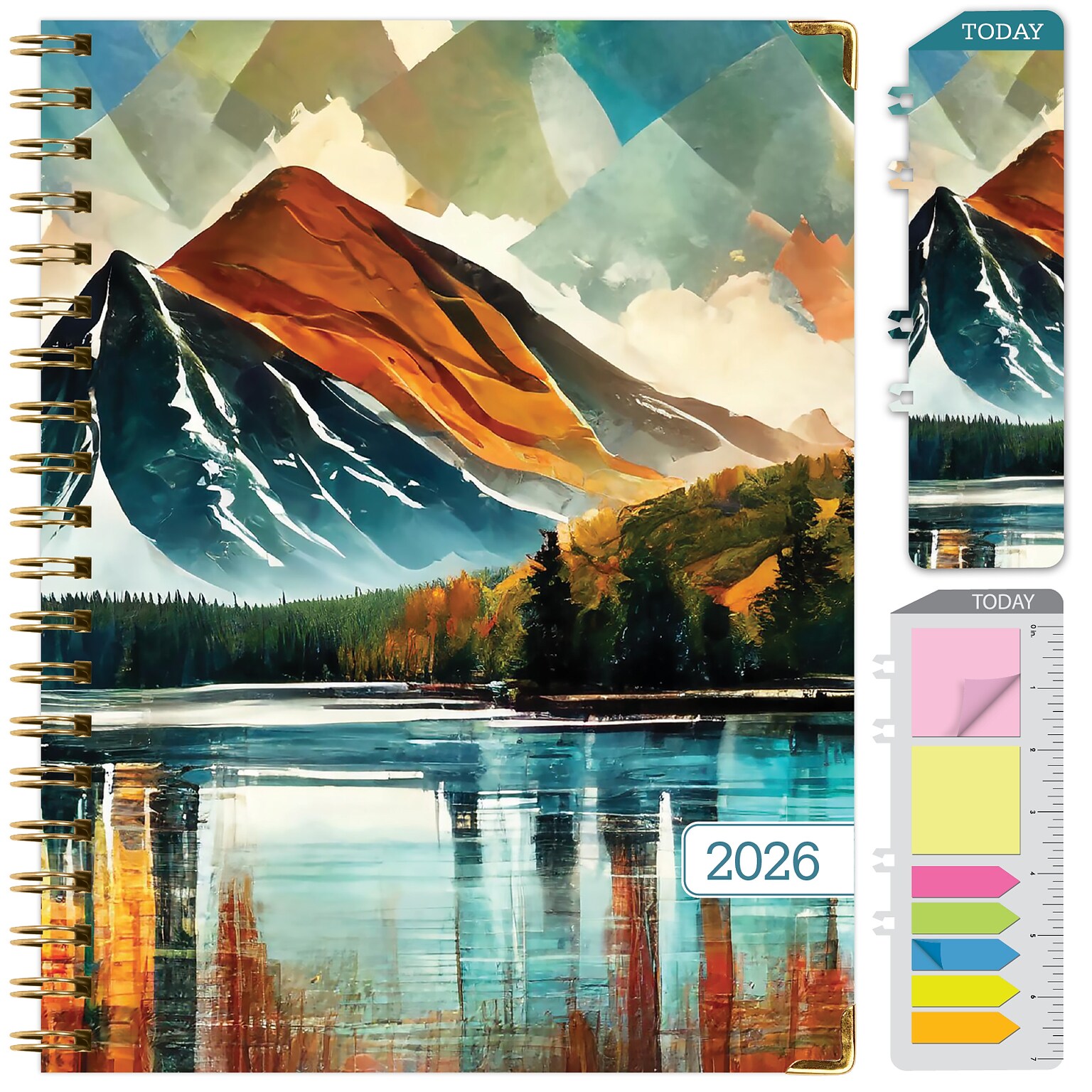 2026 Global Printed Products 8.5 x 11 Weekly & Monthly Planner, Paperboard Cover, Lake View (FSHN-CY26-8511-82)