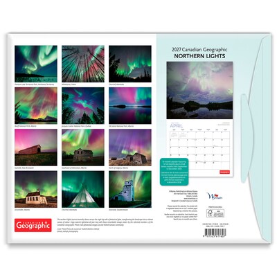 2027 BrownTrout Canadian Geographic Northern Lights 14 x 12 Monthly Wall Calendar, Assorted Colors (9781525617607)
