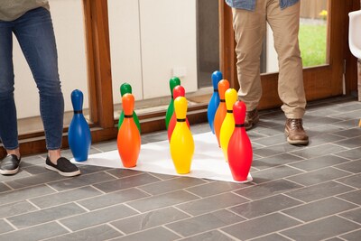 Champion Sports Plastic Bowling Pin Set, Assorted Colors, 10/Set (CHSBP10CLR)