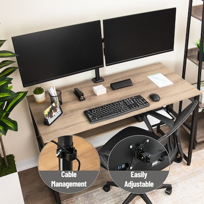 Mind Reader Adjustable Dual Desk Mount for 13"- 32" Monitors, Black (DBARMSWIV-BLK)