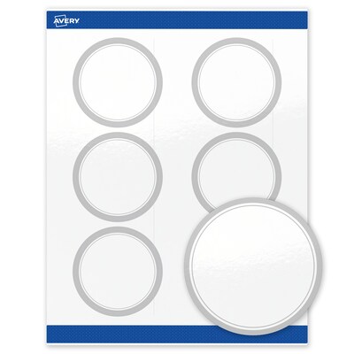 Avery Round Laser/Inkjet Multipurpose Labels, 3 Dia., White, 60/Pack (19479399965)