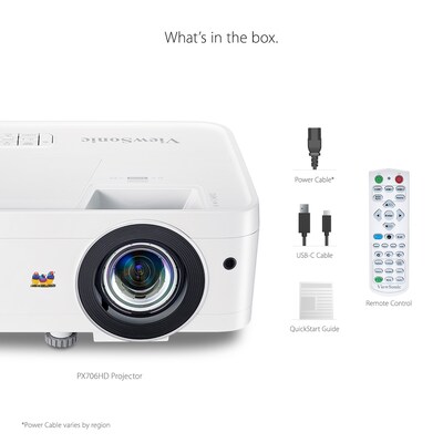 ViewSonic Home Theatre PX706HD 3D Ready DLP Projector, White