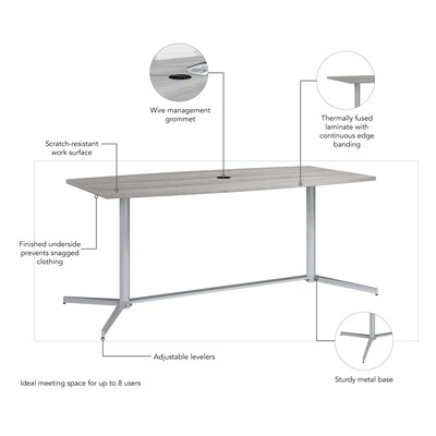 Bush Business Furniture 72"W x 36"D Boat Shaped Conference Table, Platinum Gray (99TBM72PGSVK)