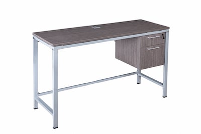 Boss Office Products Simple System 66W Desk with 1-Pedestal, Driftwood (SGSD032-102)