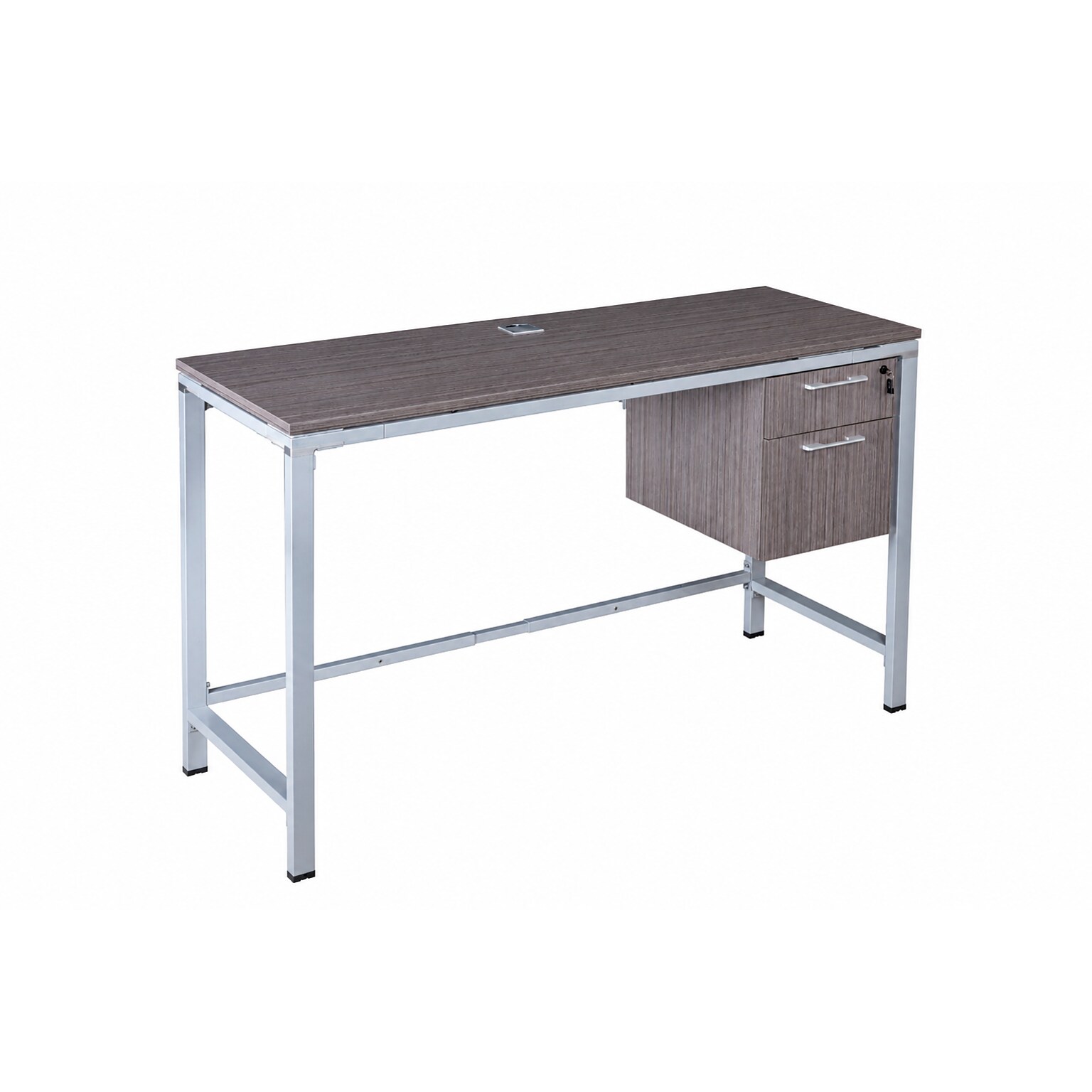 Boss Office Products Simple System 66W Desk with 1-Pedestal, Driftwood (SGSD032-102)