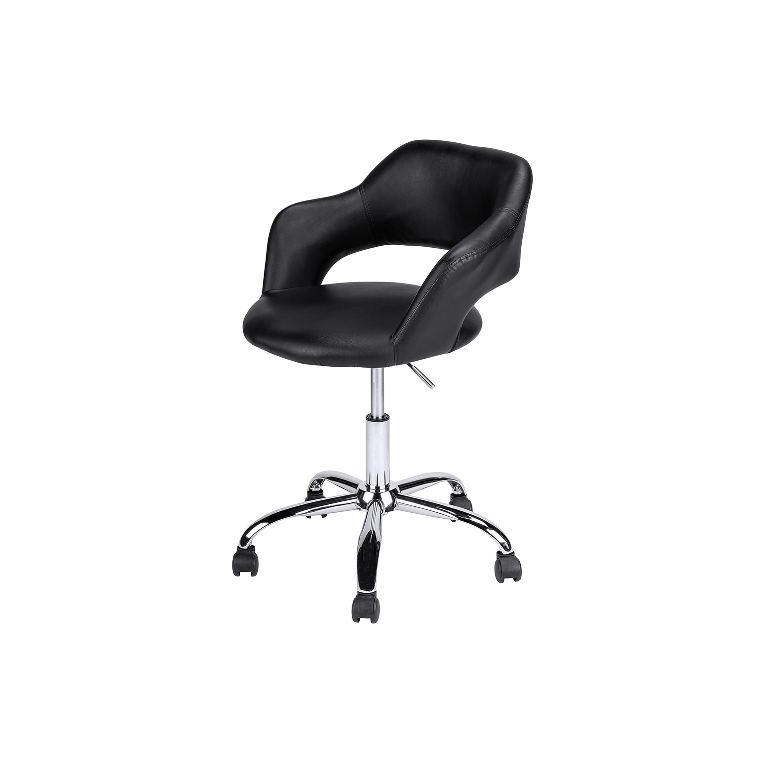 Monarch Specialties Inc. Armless Faux Leather Swivel Computer and Desk Chair, Black (I 7298)