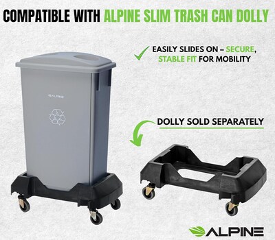 Alpine Industries Plastic Trash Can, 23 Gallon, Gray (ALP477-GRY)