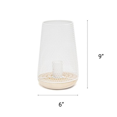 Creekwood Home Industrial Mesh 9" LED Table Lamp, White (CWT-1004-WH)
