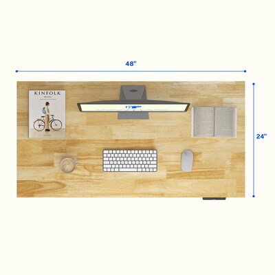 FlexiSpot E7COMMERCIAL 48''W Electric Height Adjustable Standing Desk, Rubberwood/Black(E7BCOM4824-RW)