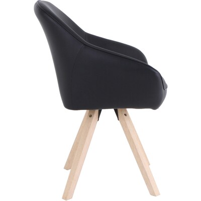 Lorell Natural Wood Legs Modern Guest Chair, Black Vinyl Upholstery (LLR68564)