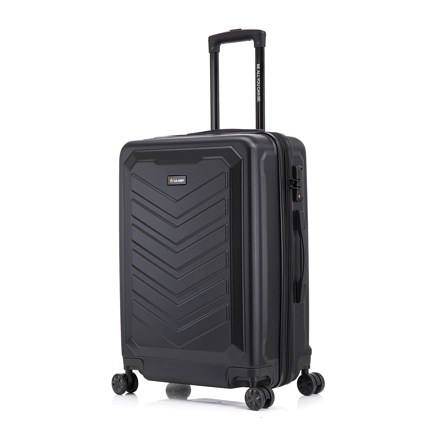 US Army FOX PRO 24 Hardside Suitcase, 4-Wheeled Spinner, TSA Checkpoint Friendly, Black (USLFPRO00M-BLK)