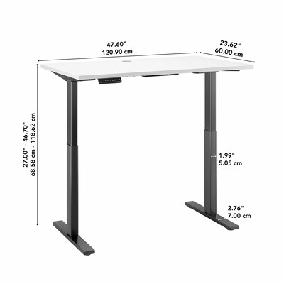 Bush Business Furniture Move 60 Series 48"W Electric Height Adjustable Standing Desk, White (M6S4824WHBK)