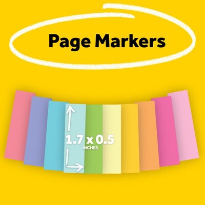 Post-it Page Markers 1/2 x 2, Assorted Colors, 500 Page Markers/Pack (670-10AB)