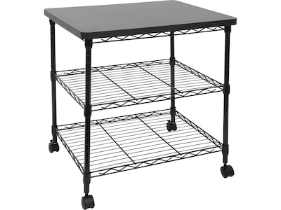 Mount-It! 3-Shelf Steel/Laminate Large Printer Cart with Wheels, Black (MI-7856)